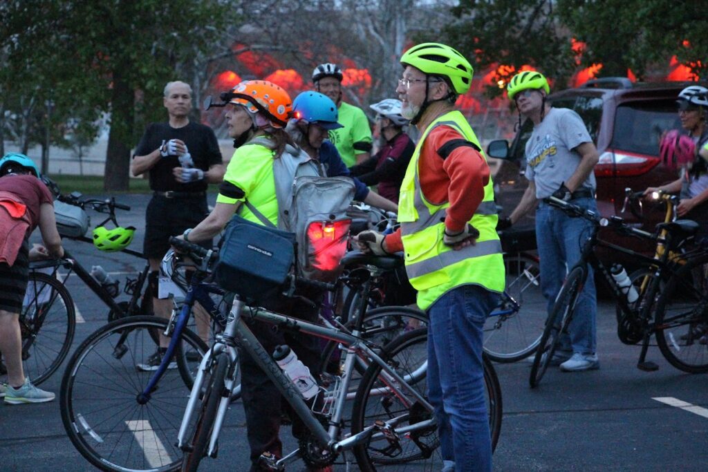A group of cyclists gathered for a ride.
