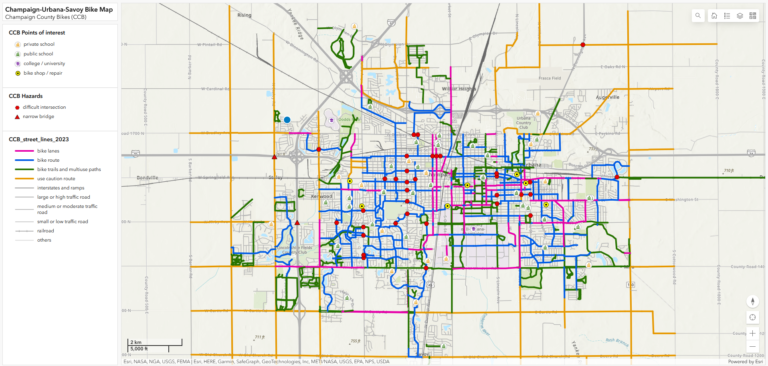 Screenshot of digital map of bike paths.